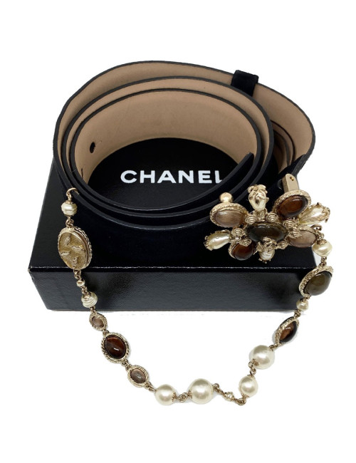 Ceinture CHANEL couture suède noir