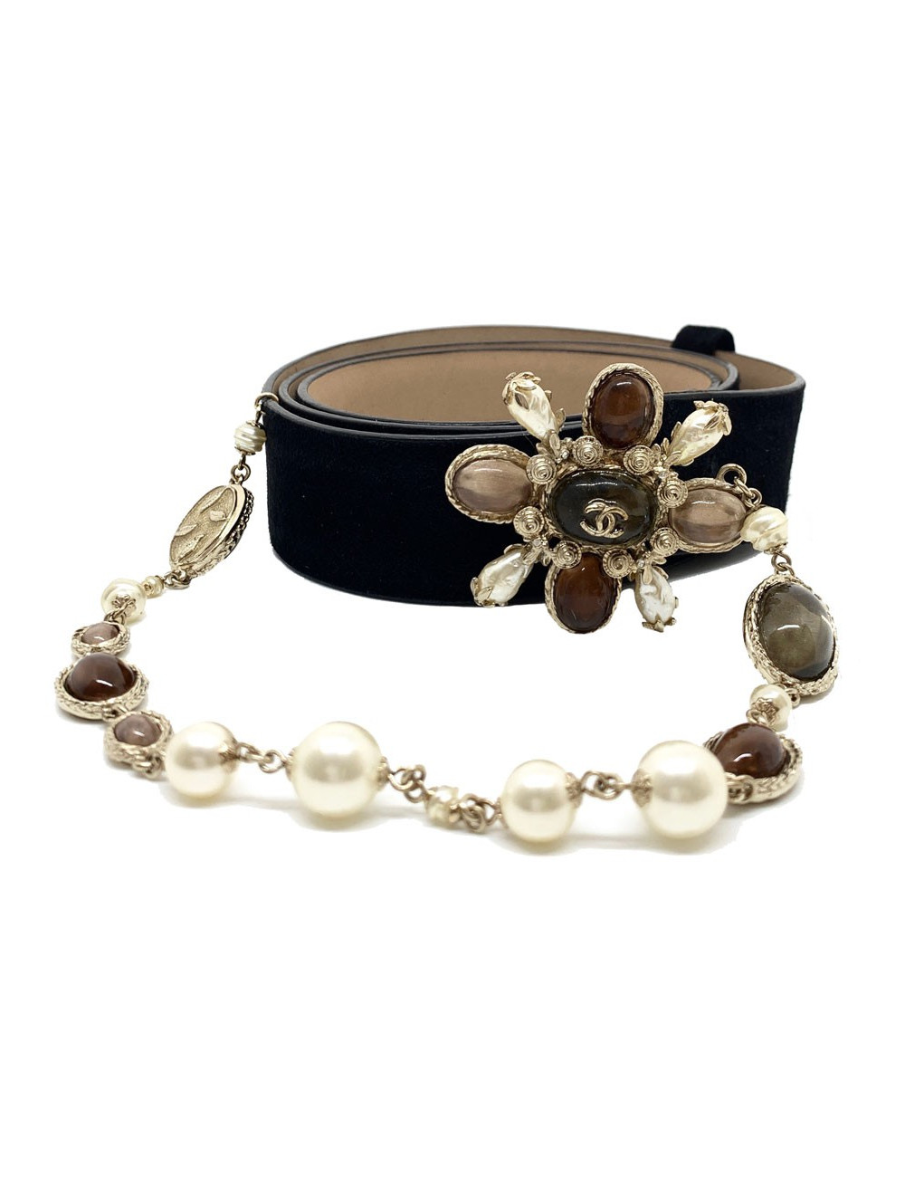 Ceinture CHANEL couture suède noir