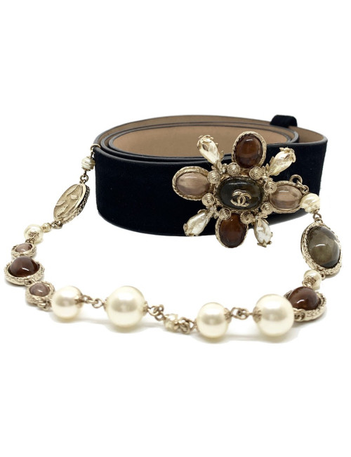 Ceinture CHANEL couture suède noir