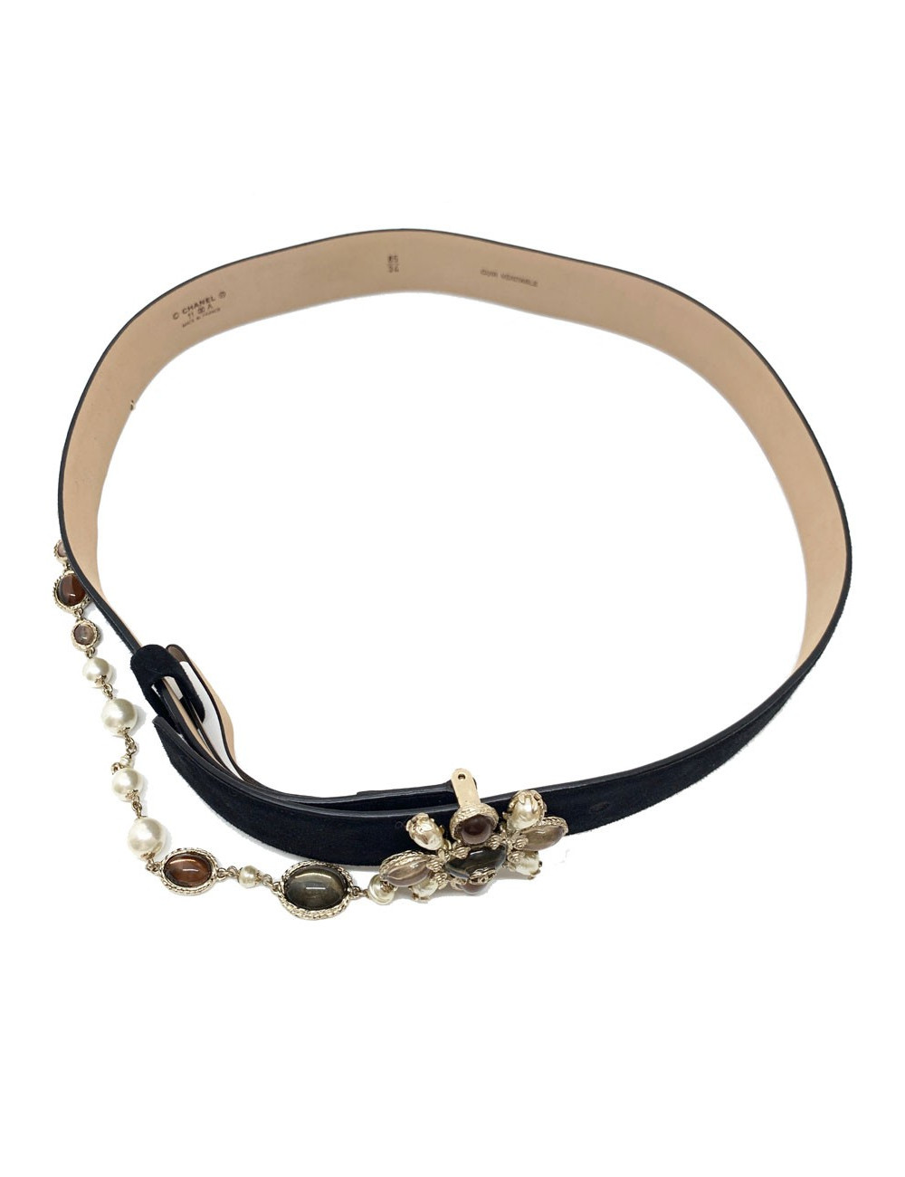 Ceinture CHANEL couture suède noir