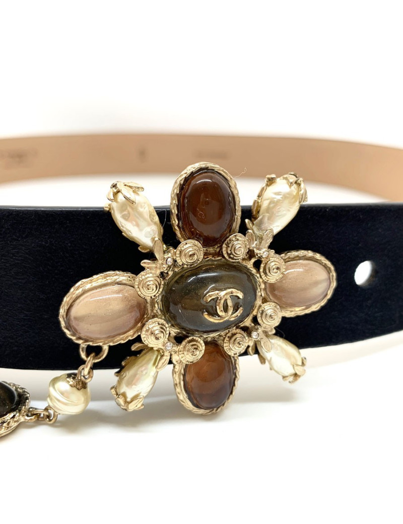 Ceinture CHANEL couture suède noir