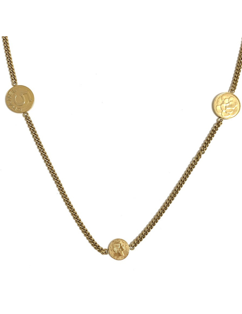 Sautoir CHANEL médaille dorée