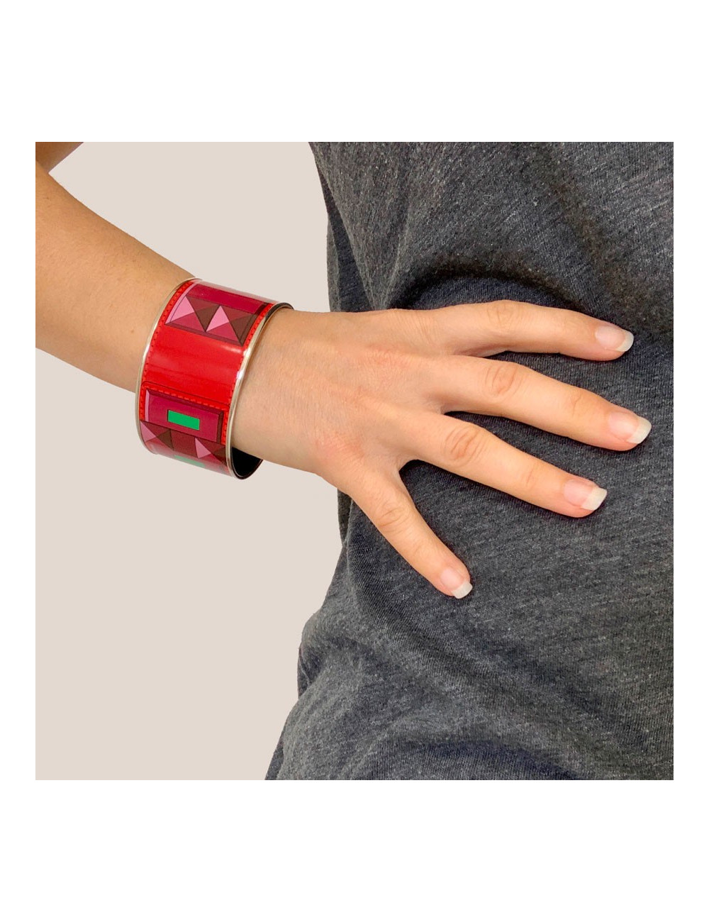 Bracelet émail HERMES Collier de Chien rouge