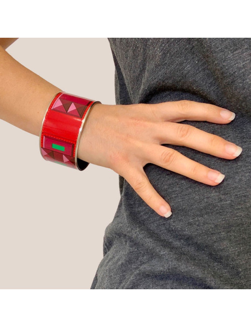 Bracelet émail HERMES Collier de Chien rouge