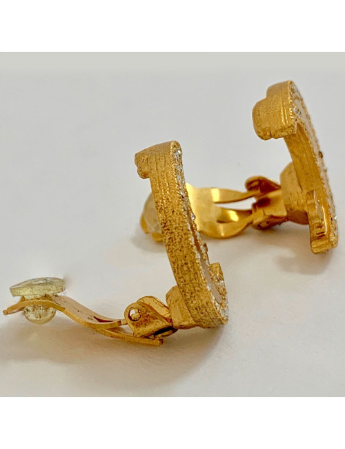 Clips CHANEL croissant de lune doré et strass