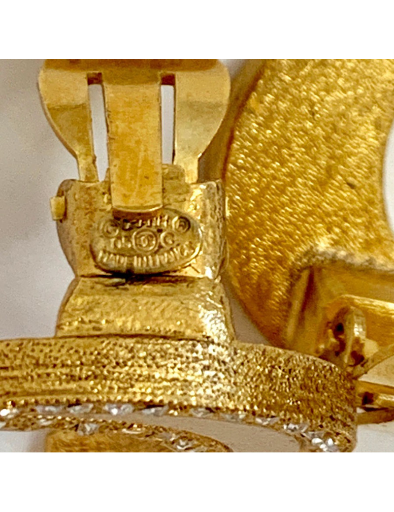 Clips CHANEL croissant de lune doré et strass