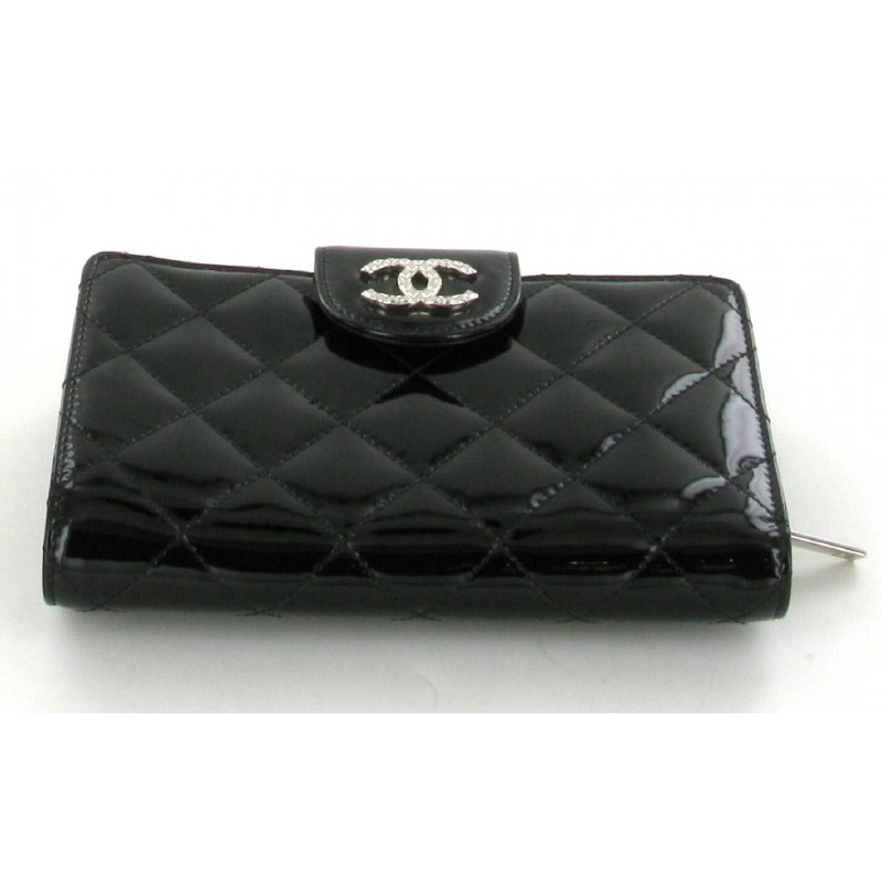 CHANEL quilted leather black calf leather portfolio - VALOIS