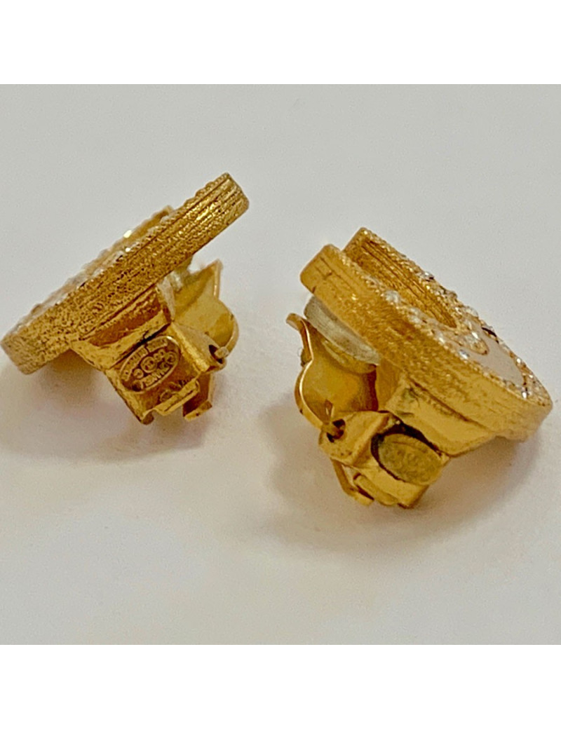 Clips CHANEL croissant de lune doré et strass