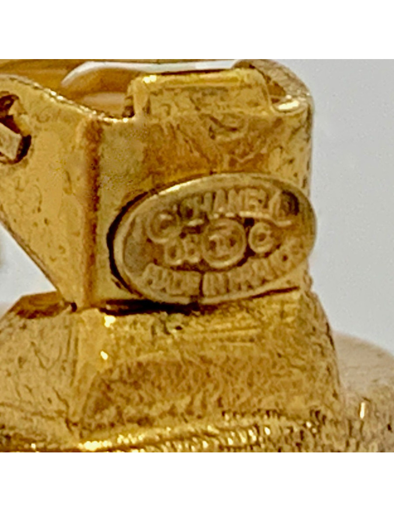 Clips CHANEL croissant de lune doré et strass