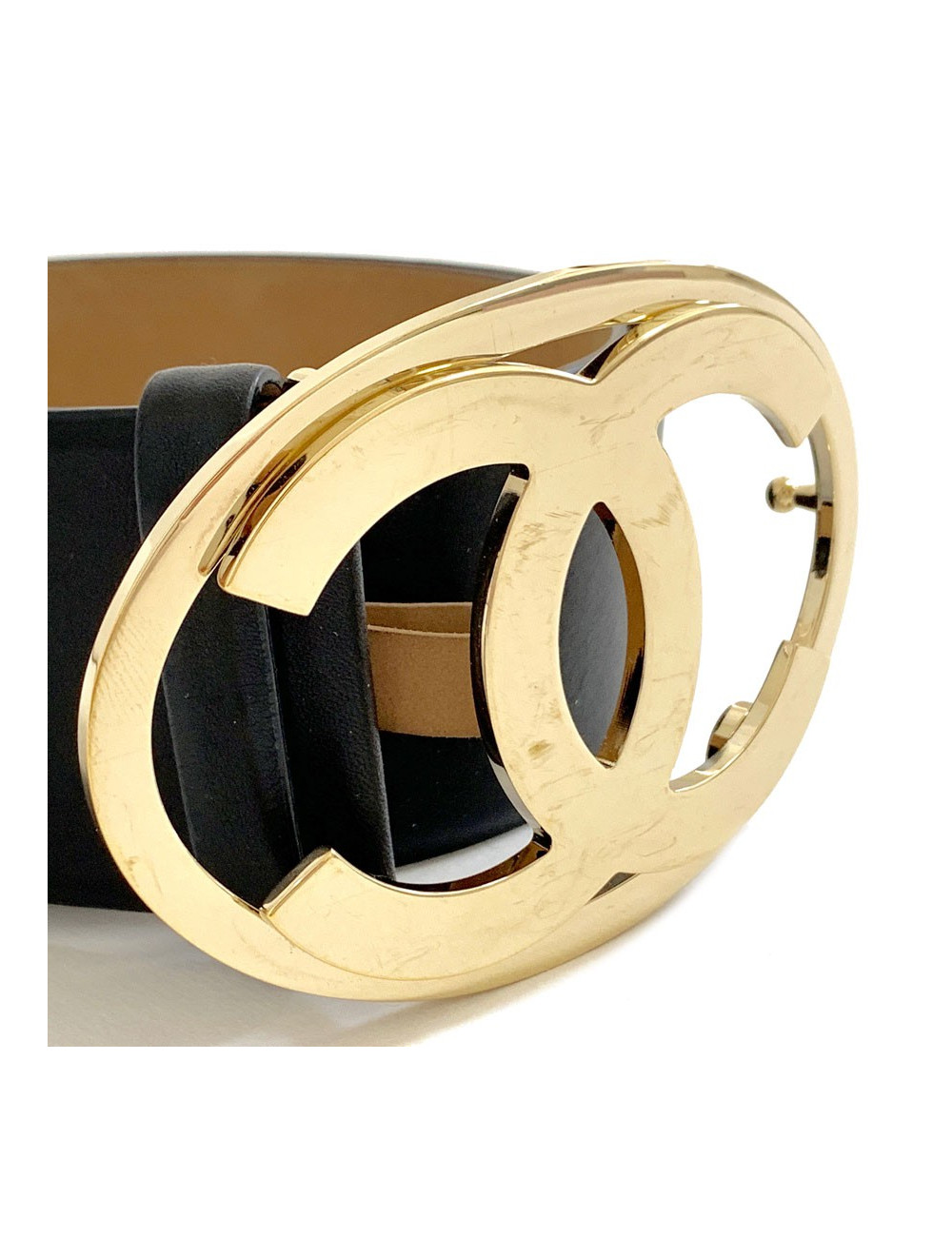 Ceinture CHANEL CC cuir noir T70