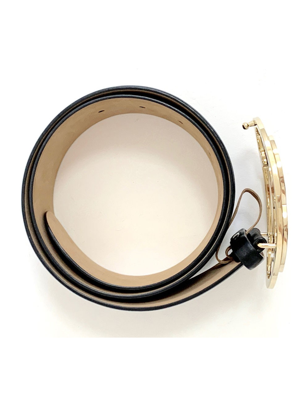 Ceinture CHANEL CC cuir noir T70