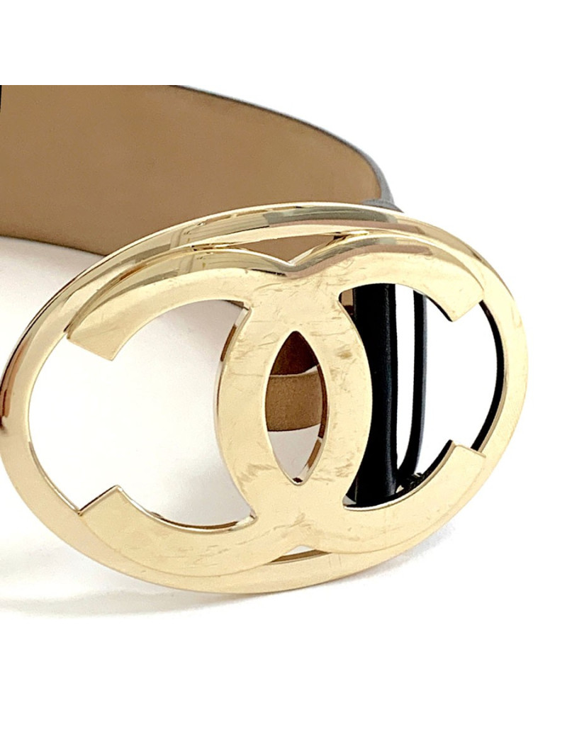 Ceinture CHANEL CC cuir noir T70