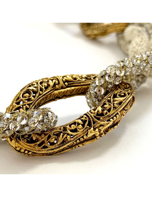 Collier CHANEL anneaux perles et strass vintage