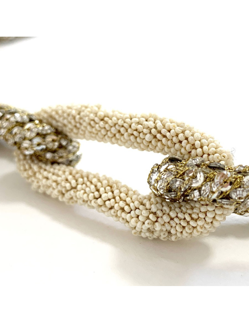 Collier CHANEL anneaux perles et strass vintage