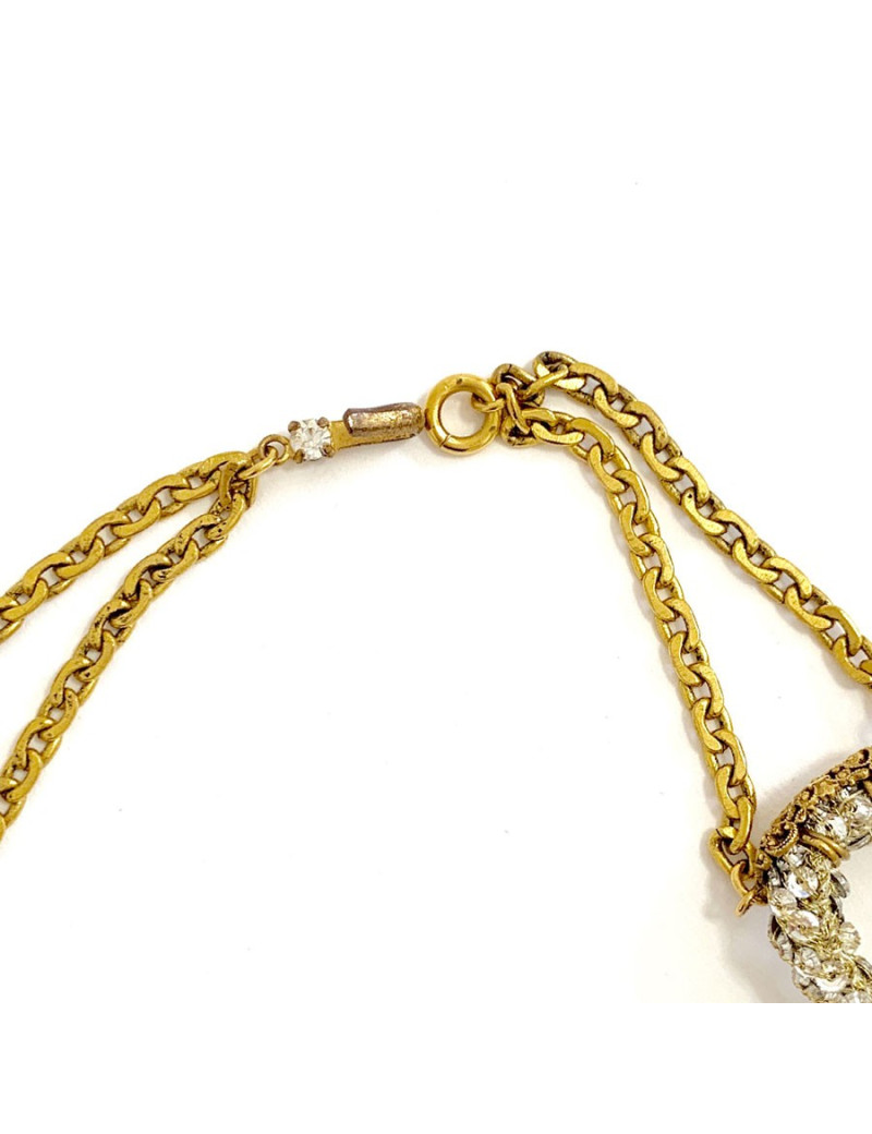 Collier CHANEL anneaux perles et strass vintage