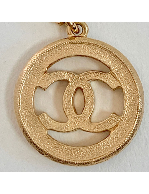 Collier CC doré CHANEL perles et résine noire