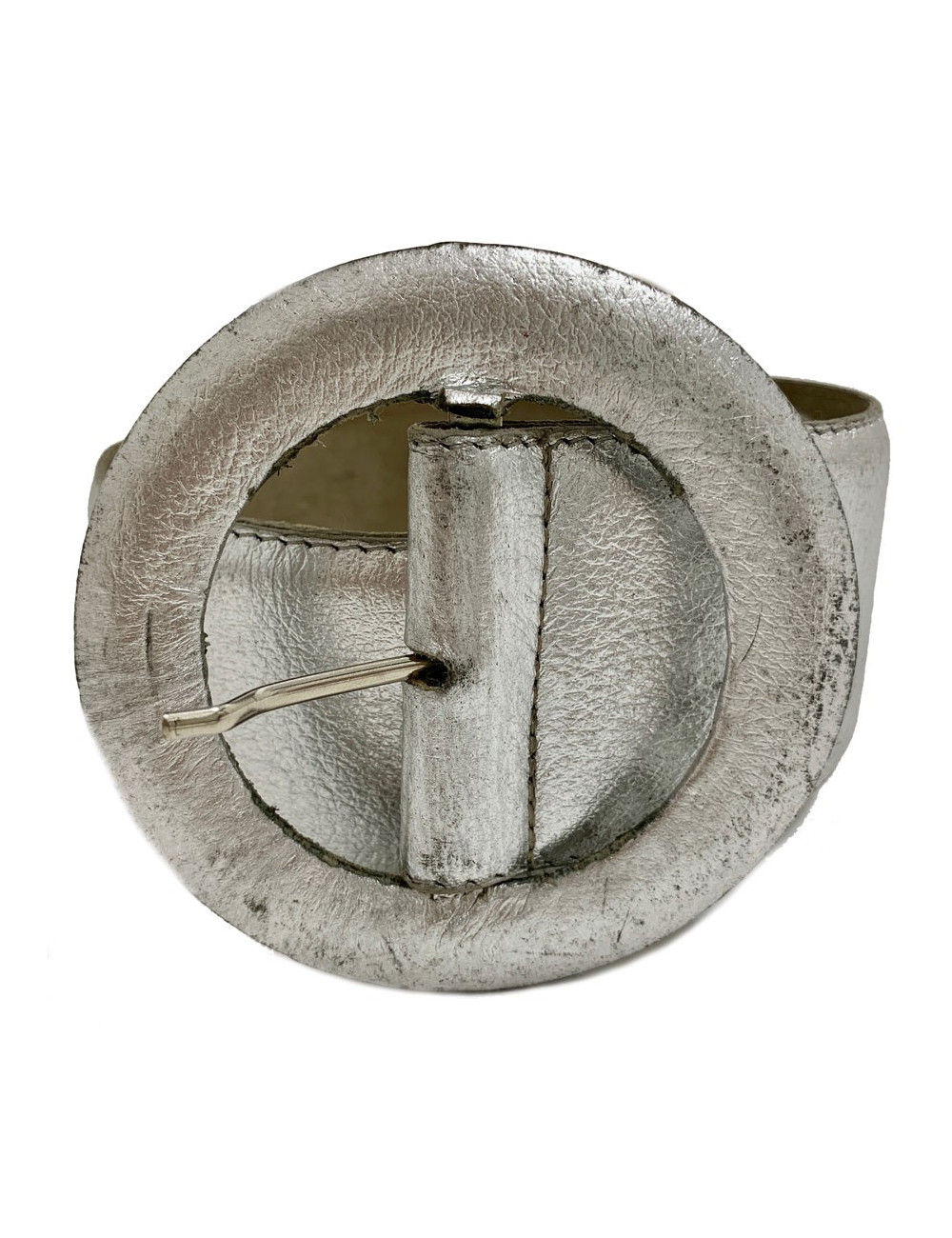 Ceinture GUY LAROCHE cuir argent vintage T85