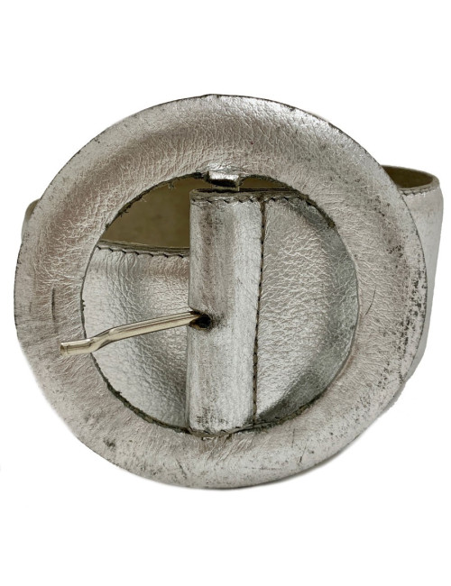 Ceinture GUY LAROCHE cuir argent vintage T85