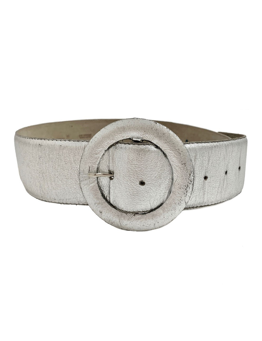 Ceinture GUY LAROCHE cuir argent vintage T85