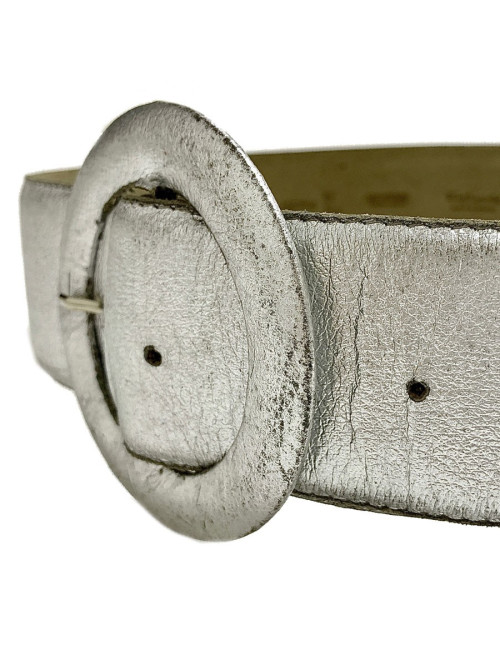 Ceinture GUY LAROCHE cuir argent vintage T85