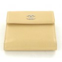 CHANEL beige grained calf leather wallet