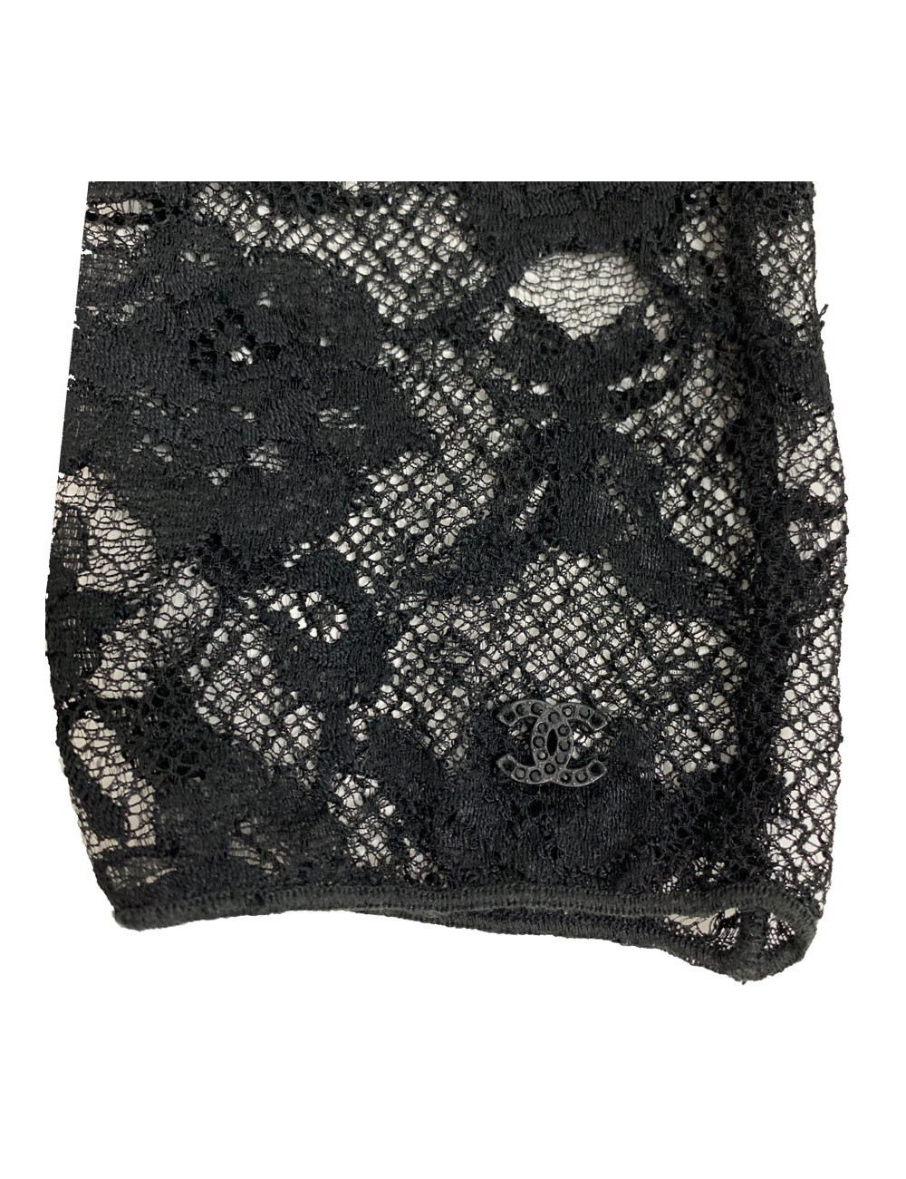 CHANEL black lace gloves