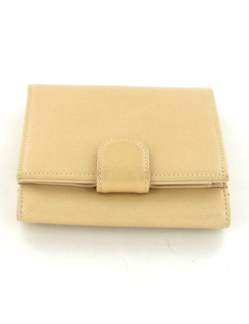 Portefeuille CHANEL en cuir beige 
