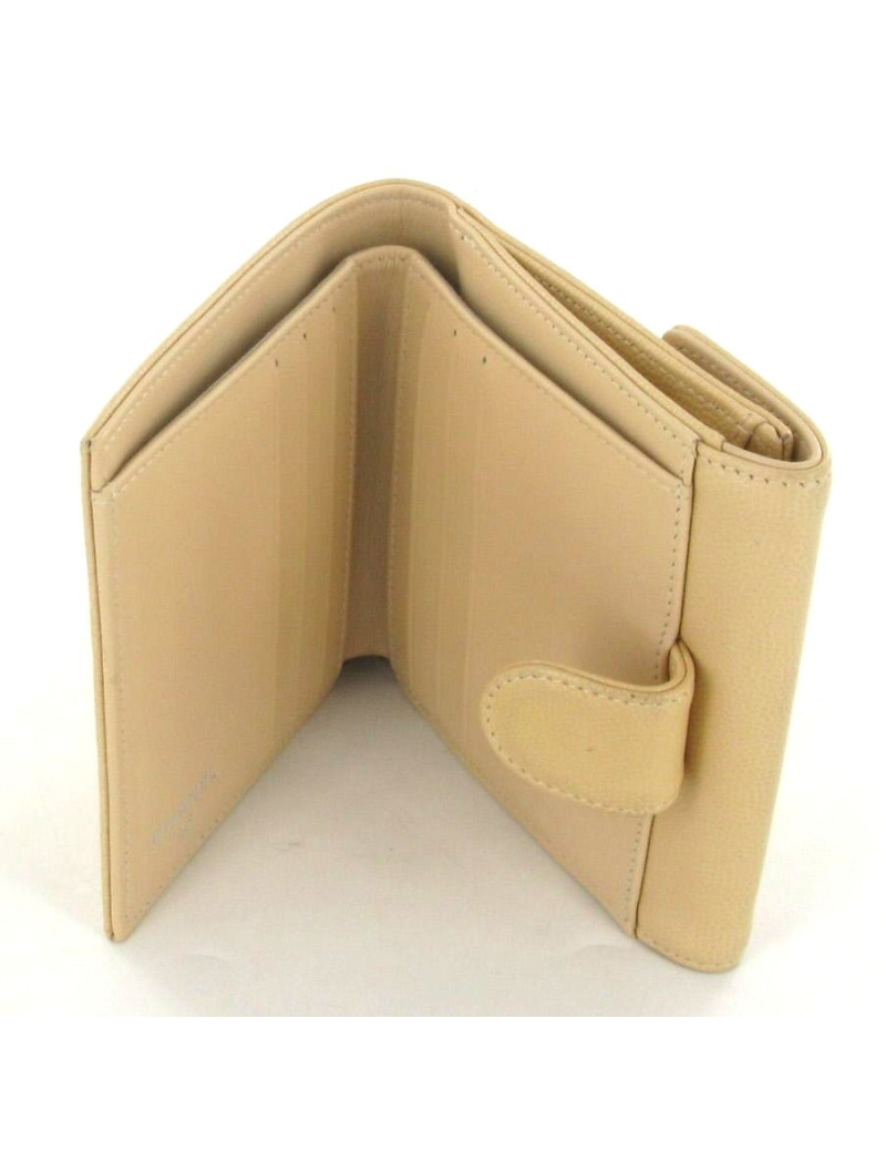 Portefeuille CHANEL en cuir beige 