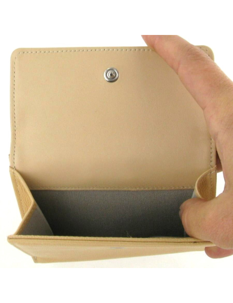 Portefeuille CHANEL en cuir veau grainé beige 