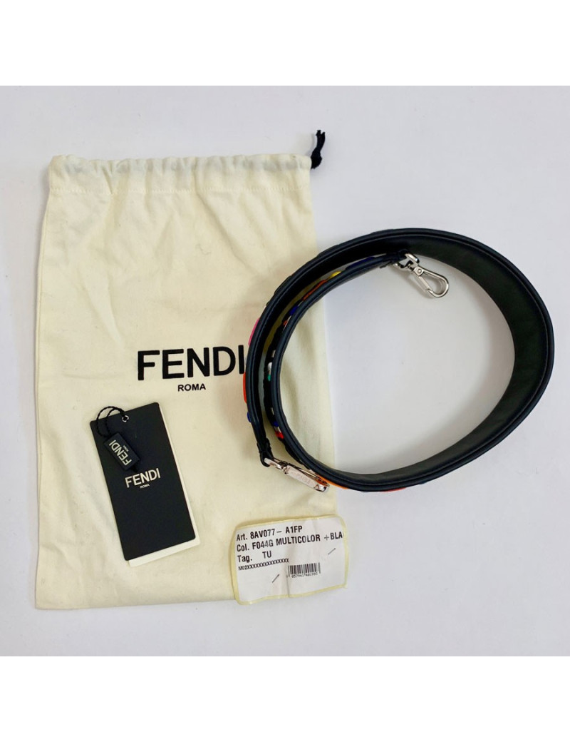 FENDI bandoulière Strap You multicolore en cuir et tissu
