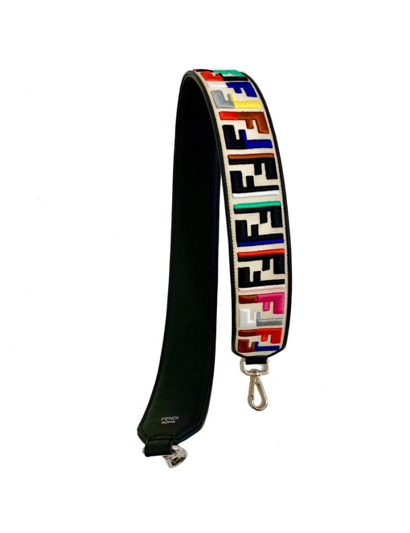 FENDI bandoulière Strap You multicolore en cuir et tissu