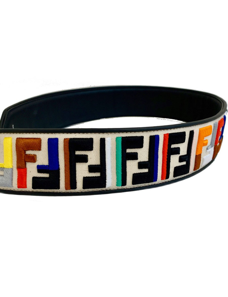 FENDI bandoulière Strap You multicolore en cuir et tissu