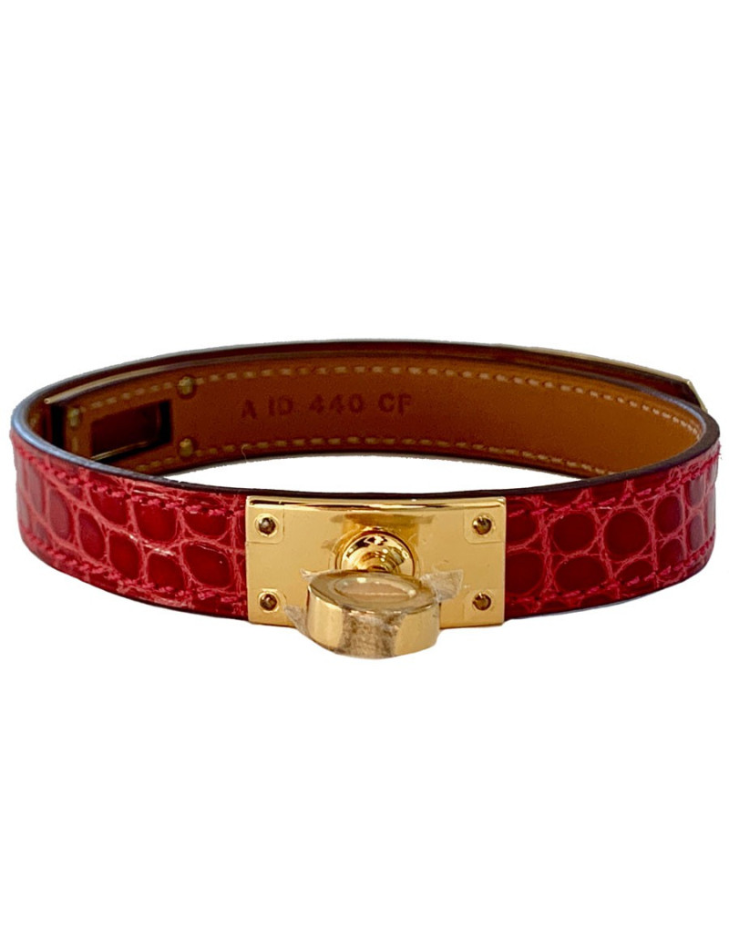 Bracelet kelly HERMES rose en alligator