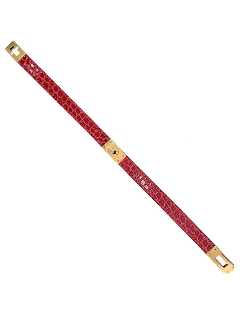 Bracelet HERMES Kelly en alligator rose