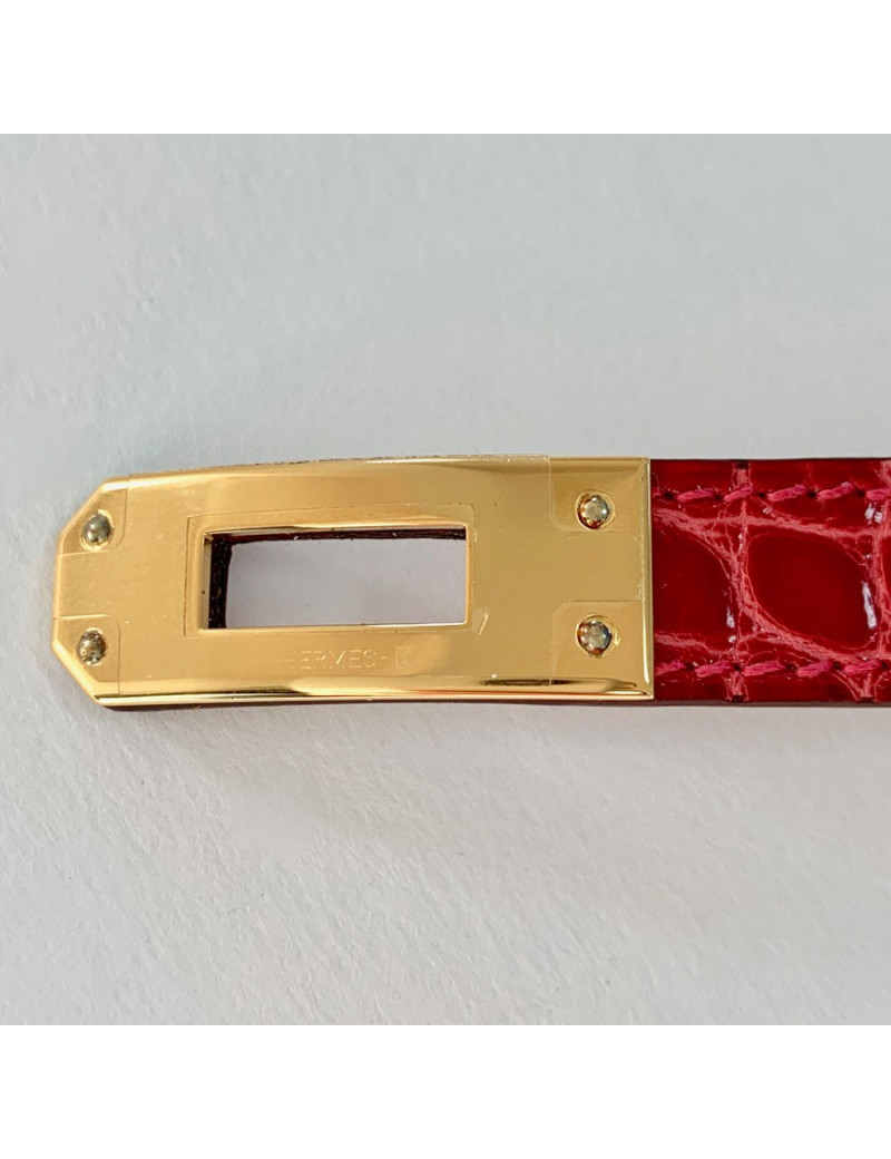 Bracelet HERMES Kelly en alligator rose