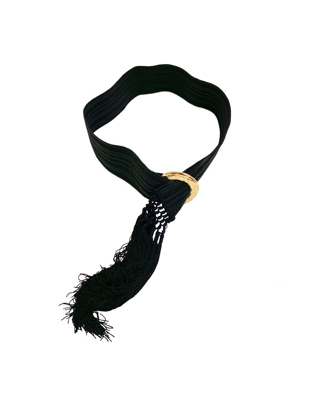 Ceinture Saint Laurent noir à franges 