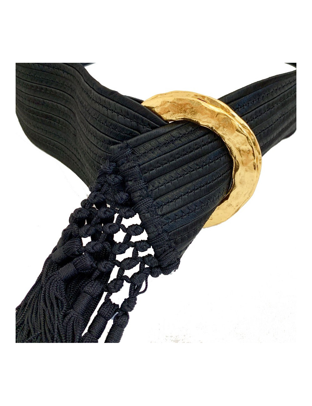 Ceinture Saint Laurent noir à franges 