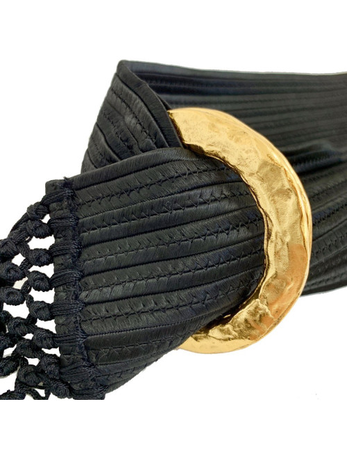Ceinture Saint Laurent noir à franges 