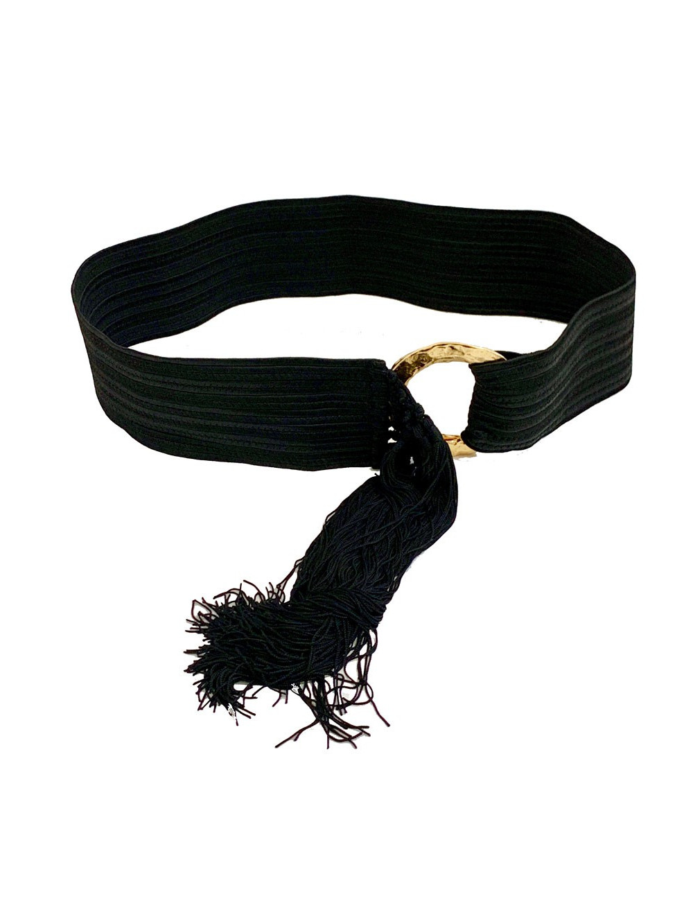 Ceinture Saint Laurent noir à franges 