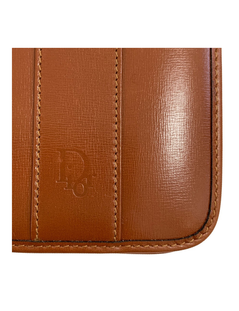 CHRISTIAN DIOR Vintage Brown Leather Directory Cover - Occasion