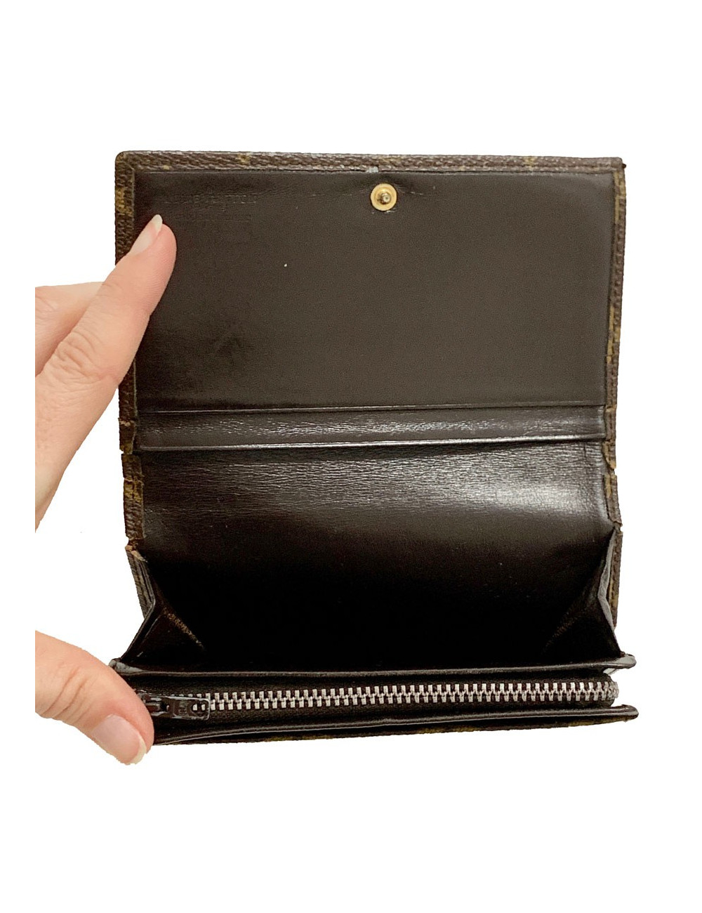 Portefeuille LOUIS VUITTON marron occasion en toile monogram