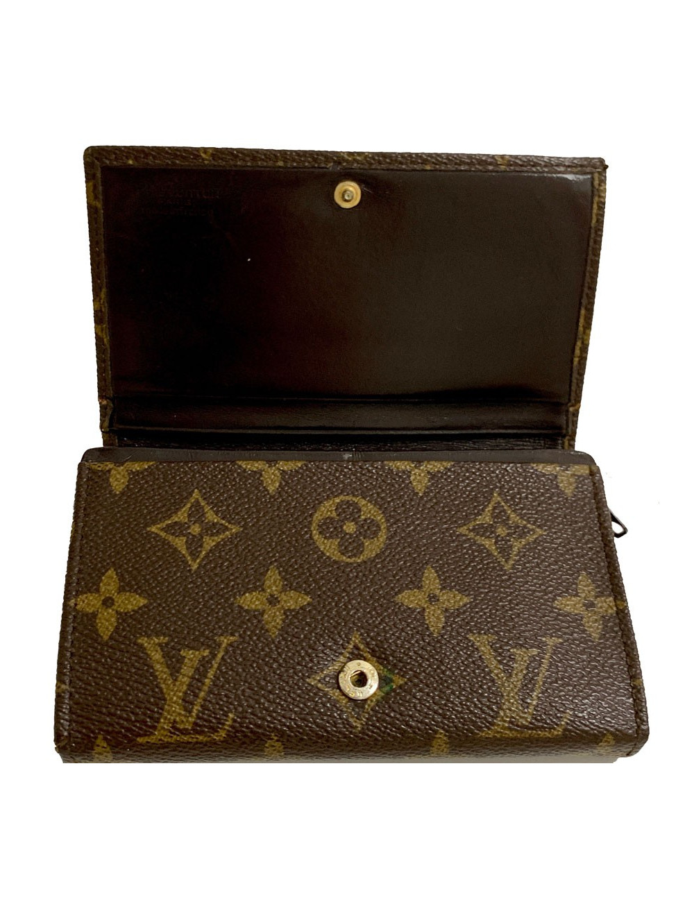 Portefeuille LOUIS VUITTON marron occasion en toile monogram