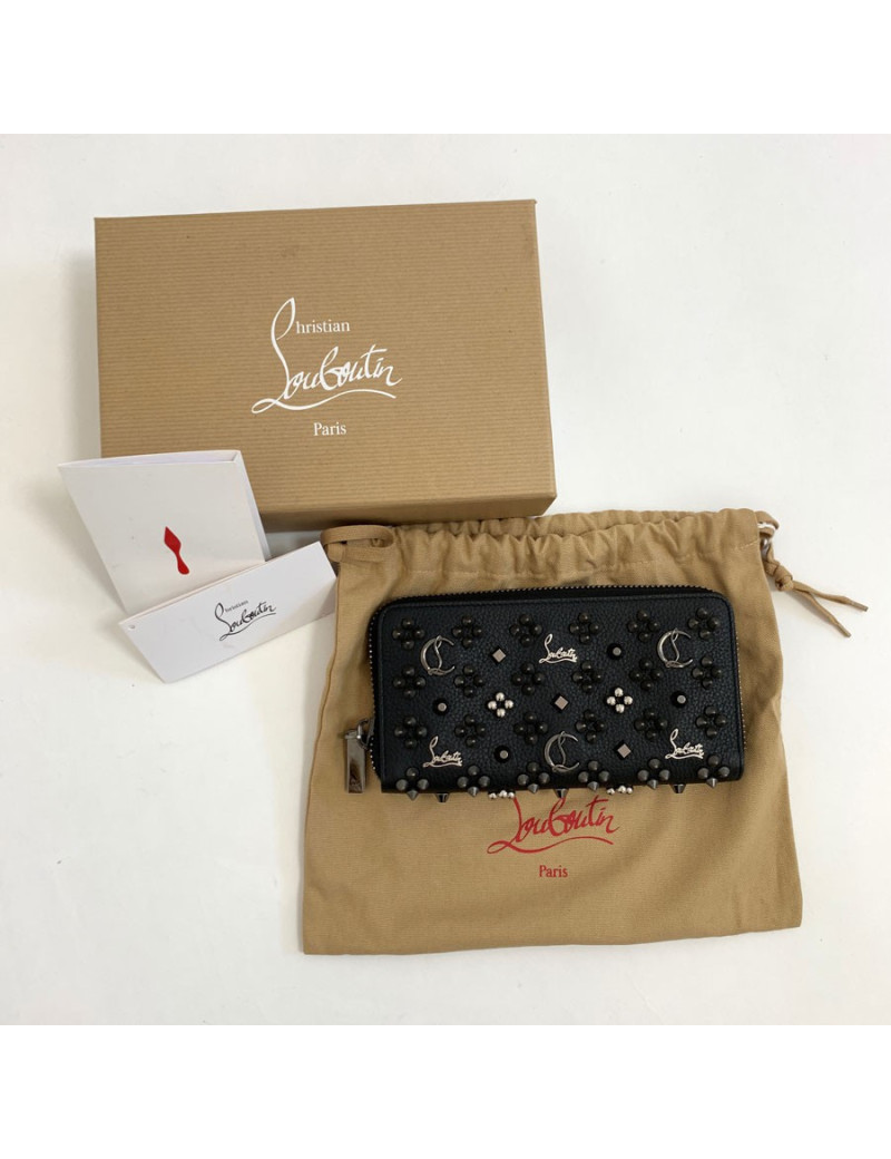 Portefeuille LOUBOUTIN en cuir noir 