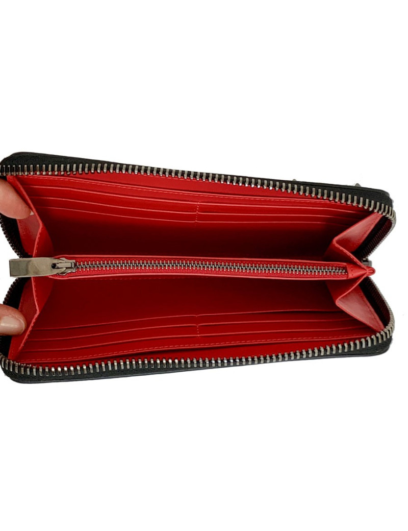 Portefeuille LOUBOUTIN Panettone cuir clouté noir