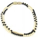 CHANEL Pearl White and black clasp necklace rhinestones