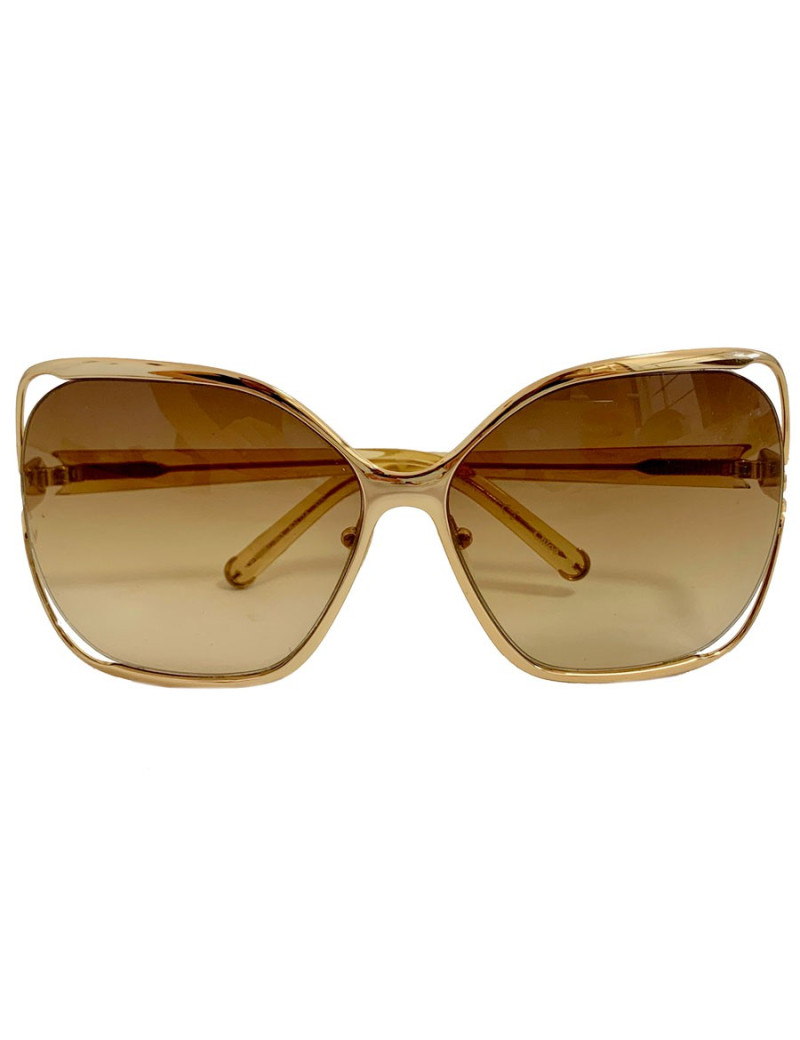 Lunettes de soleil CHLOE oversize carrées en métal doré