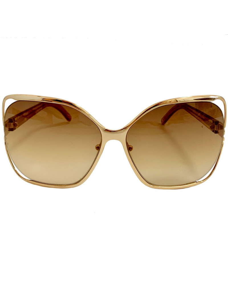 Lunettes de soleil CHLOE oversize carrées en métal doré