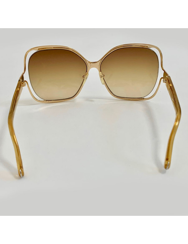 Lunettes de soleil CHLOE oversize carrées en métal doré