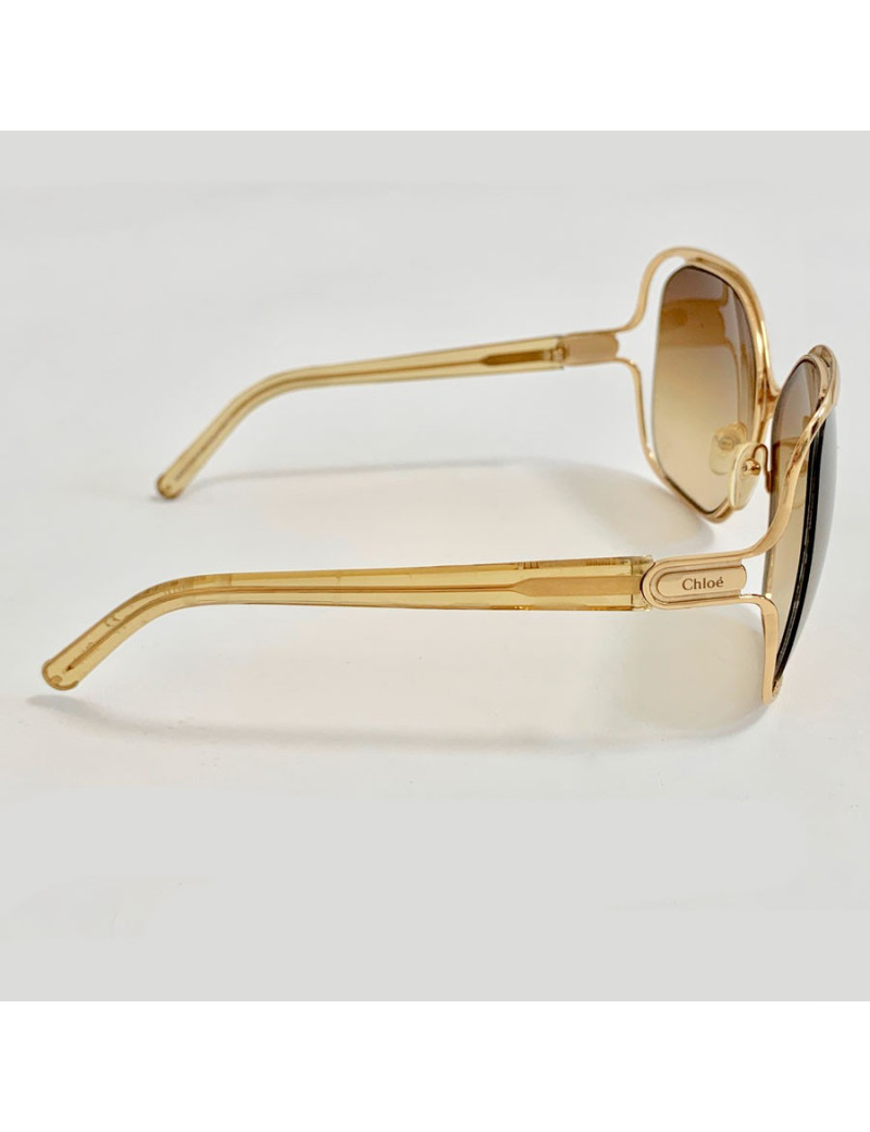 Lunettes de soleil CHLOE oversize carrées en métal doré