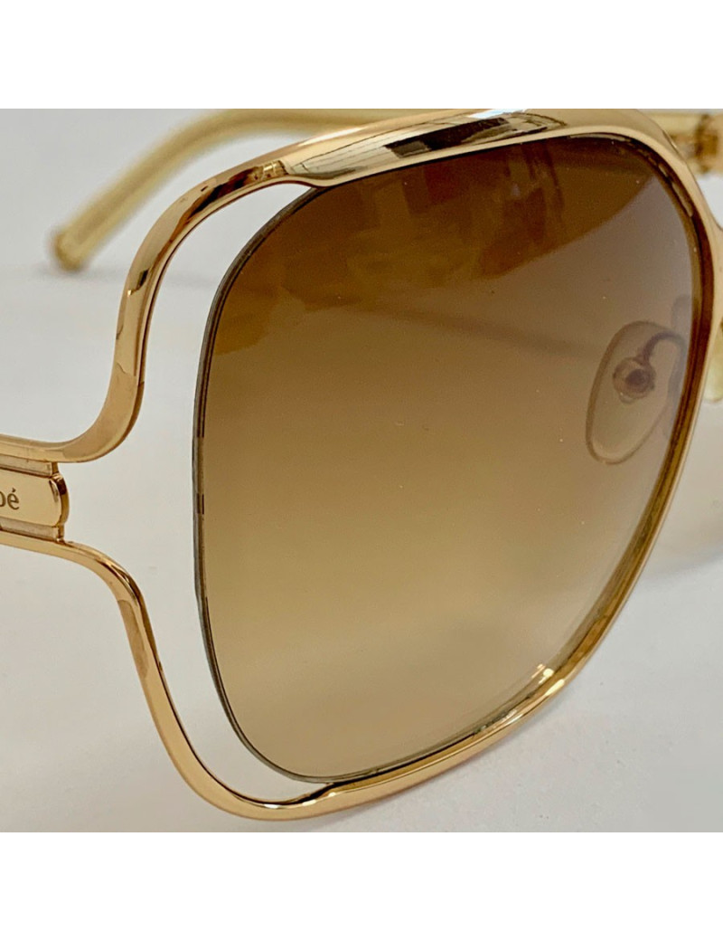 Lunettes de soleil CHLOE oversize carrées en métal doré